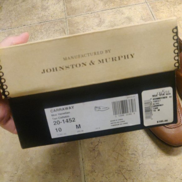 Johnston Murphy 10M Carraway tan calfskin moc venetian loafer blake stitch - Picture 9 of 11